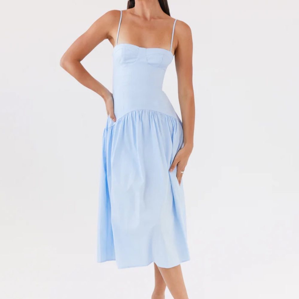 YVETTE CORSET MIDI DRESS - Light Blue